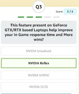 amazon nvidia quiz answer 3 11th october