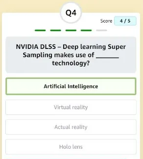 get answers to amazon quiz NVIDIA question 4