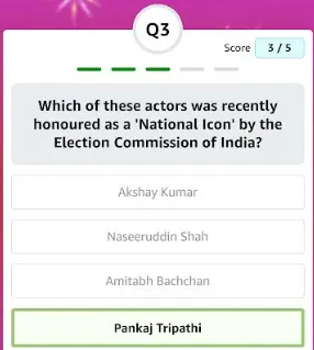 question 3 answer of amazon daily quiz dealnloot