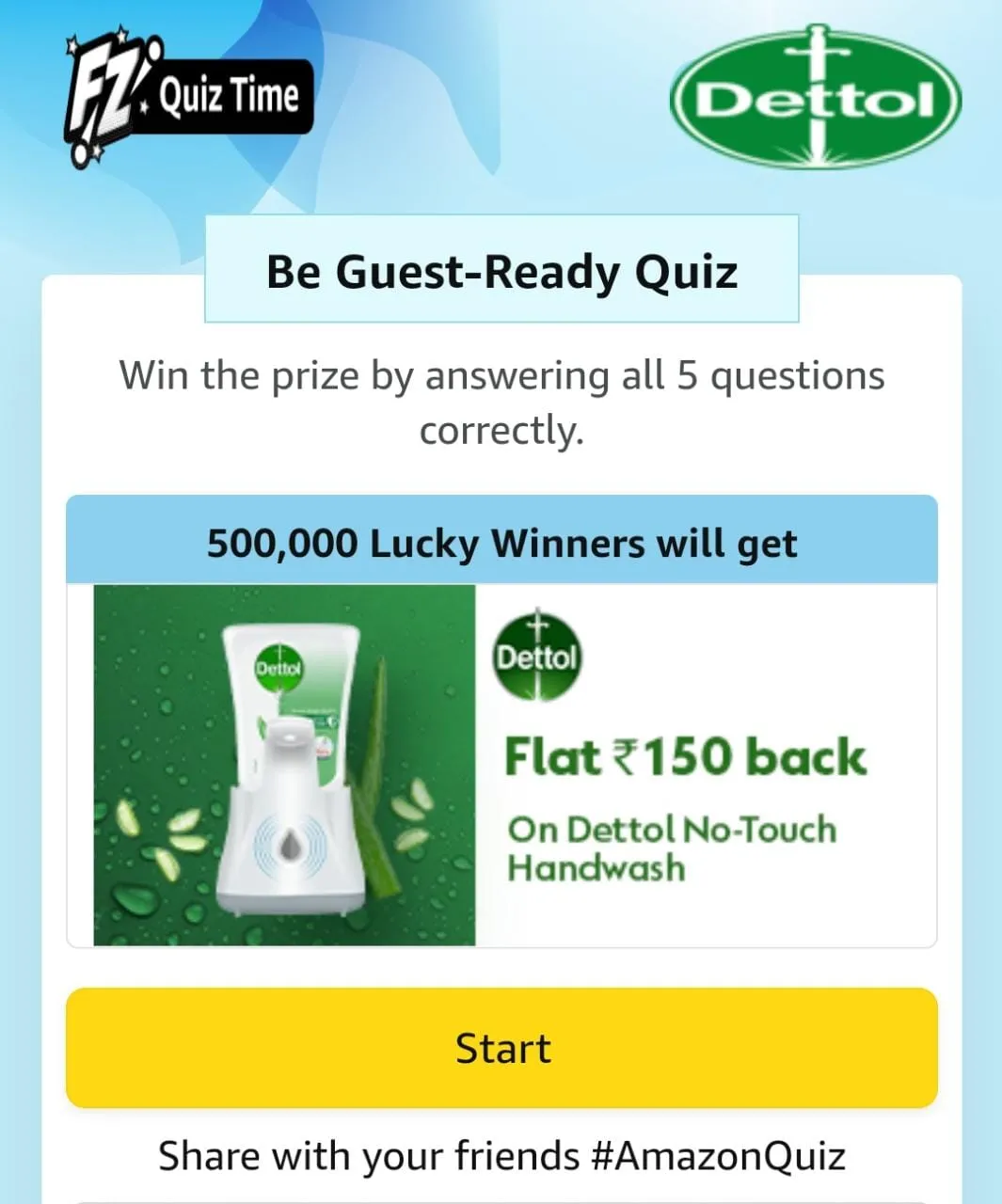 Dettol No touch handwash quiz