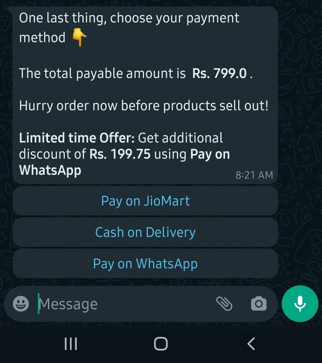 jiomart whatsapp discount