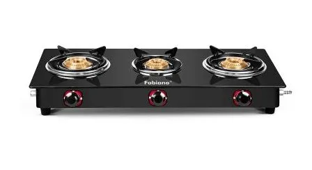 Fabiano FAB 3BRN SMART 3 Burner Glass Gas Stove With Manual Ignition ISI Marked