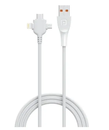 Portronics Konnect Spydr 3 Multifunctional Fast Charging Cable,Type C, Micro USB, 8 Pin (White)