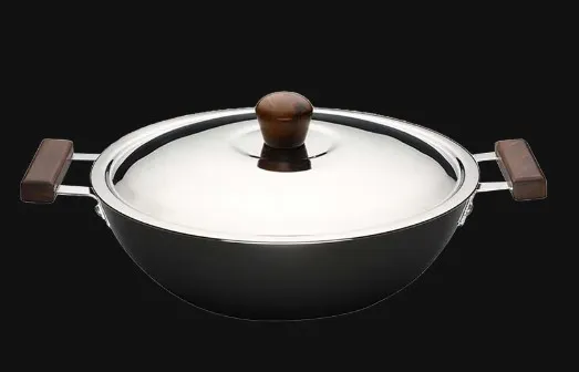 Wonderchef Ebony Wok with Lid (Hard Anodized Coating