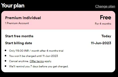 spotify 4 months plan