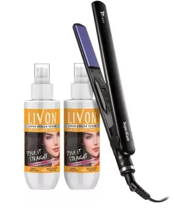 LIVON Super Styler Hair Serum for Hair Straightening with Syska Hair Straightener (200 ml)