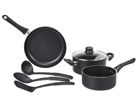 Amazon Basics 6 Piece Non Stick Aluminium Cookware Set