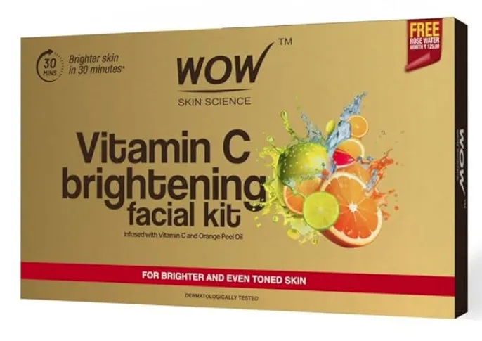 WOW Skin Science Vitamin C Brightening Facial Kit with Rose Water Pack of 7