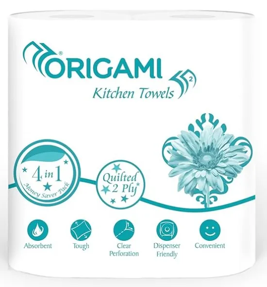 Origami Kitchen Roll pack of 4, 60 Pulls each 2 ply